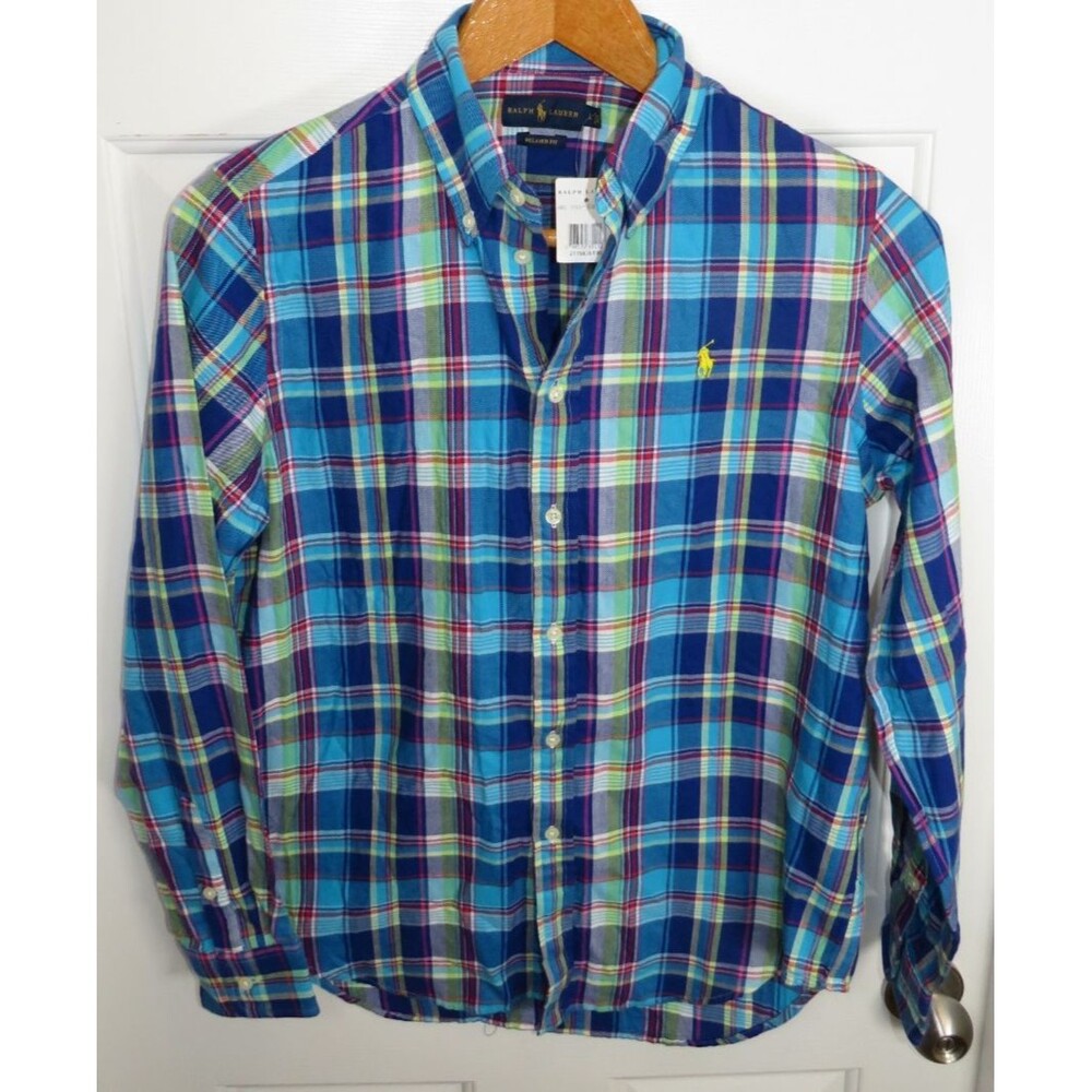 *NWT* Polo Ralph Lauren Women's Relaxed Fit Plaid Flannel Button Up Shirt LG